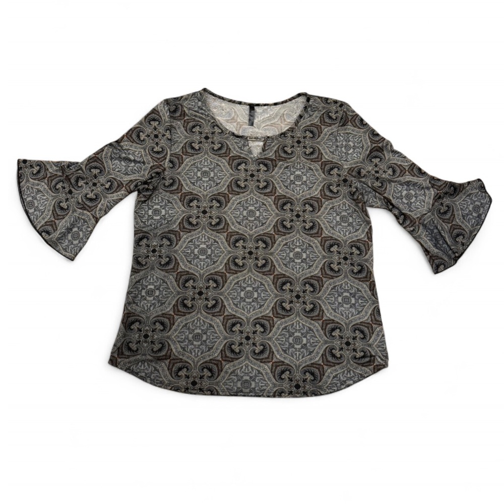 Ashley Blue - Black and Gray Patterned Blouse <BOGO>
